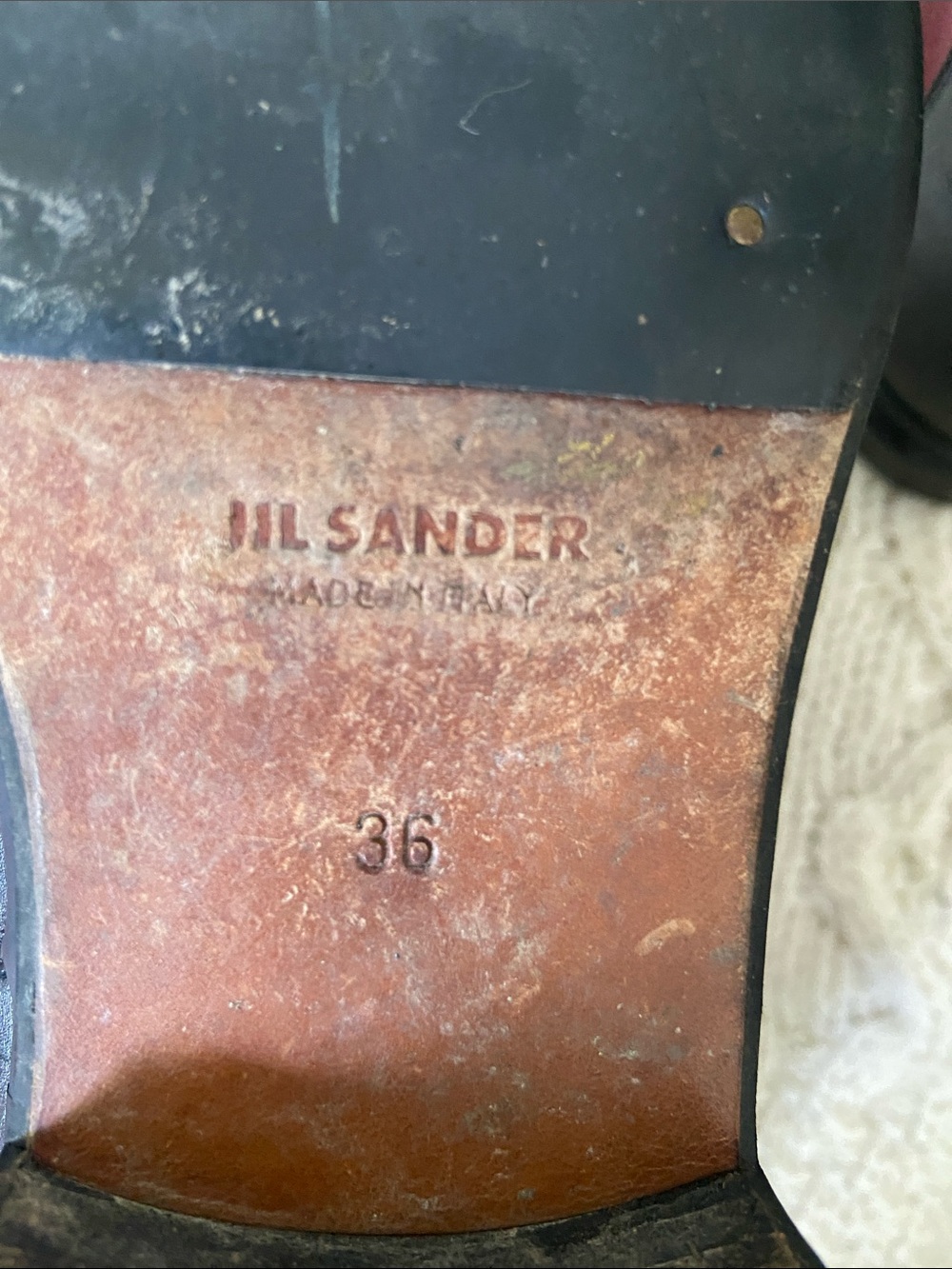 Jil Sander Black Leather Chelsea Boots with Burgundy Elastic 6.5 - Picture 12 of 12